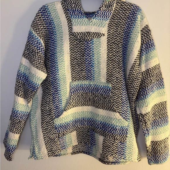 Sweaters - Striped Blue and Black Women's Sweater